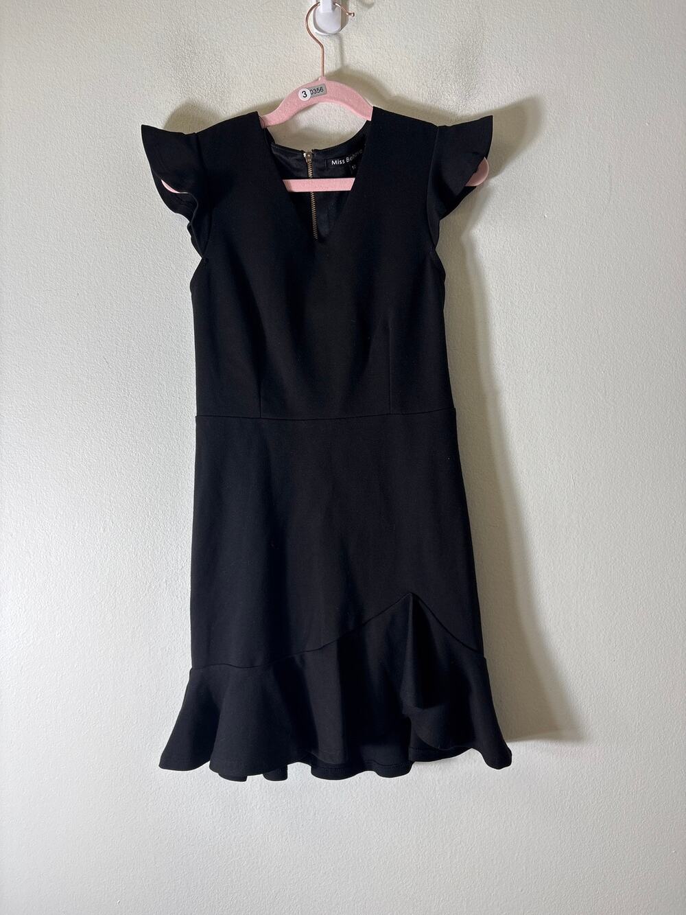 Girls Miss Behave Black Flutter Sleeve Dress Sz 10